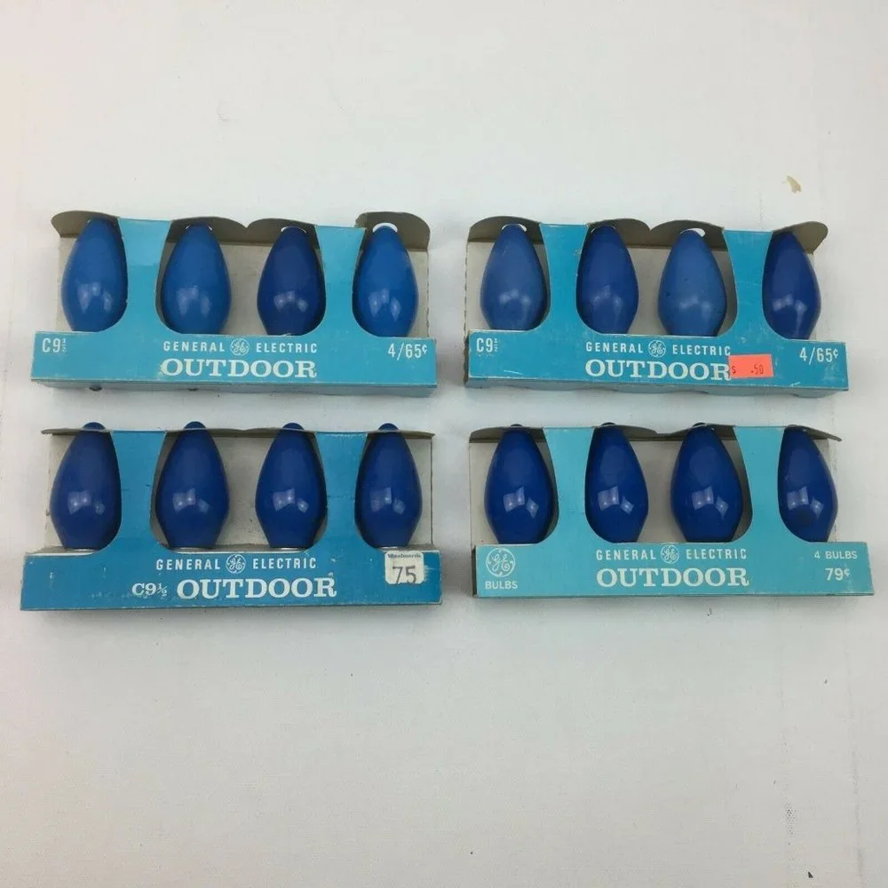General Electric GE C9-1/2 Outdoor Christmas Lamps Hanukkah Blue Bulbs